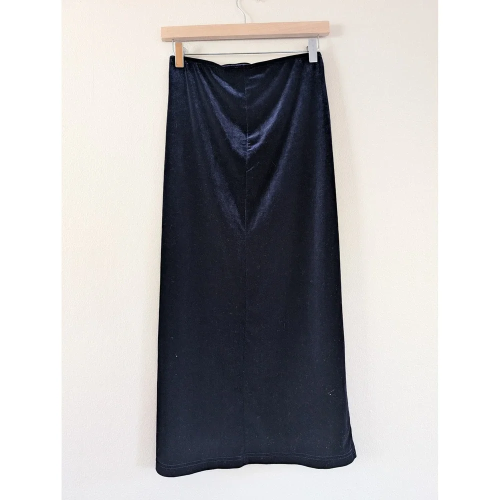Velvet Maxi Skirt‎ Navy Blue Stretch Y2K Grunge Minimalist Gap Women's M Column